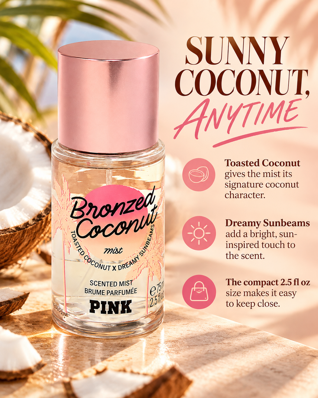 Victoria’s Secret PINK Bronzed Coconut Body Mist, 2.5 fl oz