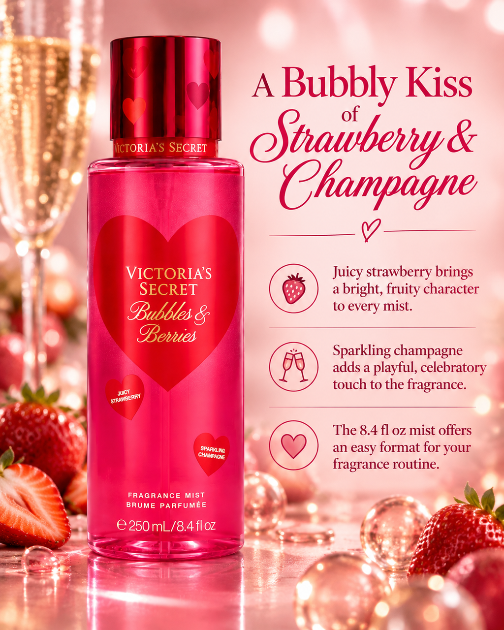 Victoria’s Secret Bubbles & Berries Fragrance Mist, 8.4 fl oz