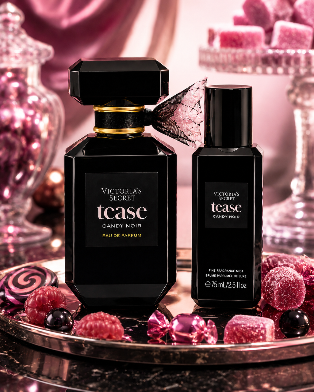 Victoria’s Secret Tease Candy Noir Eau de Parfum & Travel Fine Fragrance Mist Set, 3.4 oz + 2.5 oz