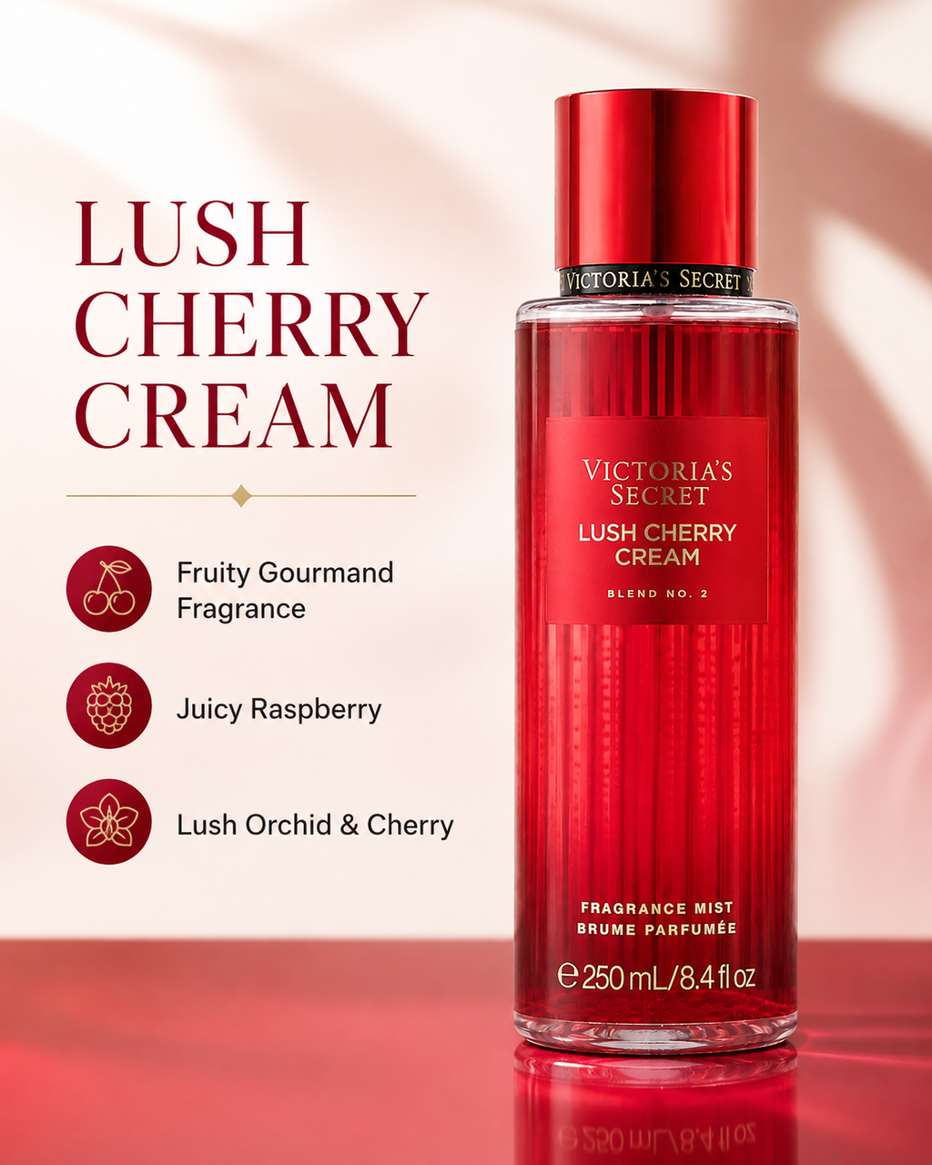 Victoria’s Secret Lush Cherry Cream Fragrance Mist, 8.4 fl oz