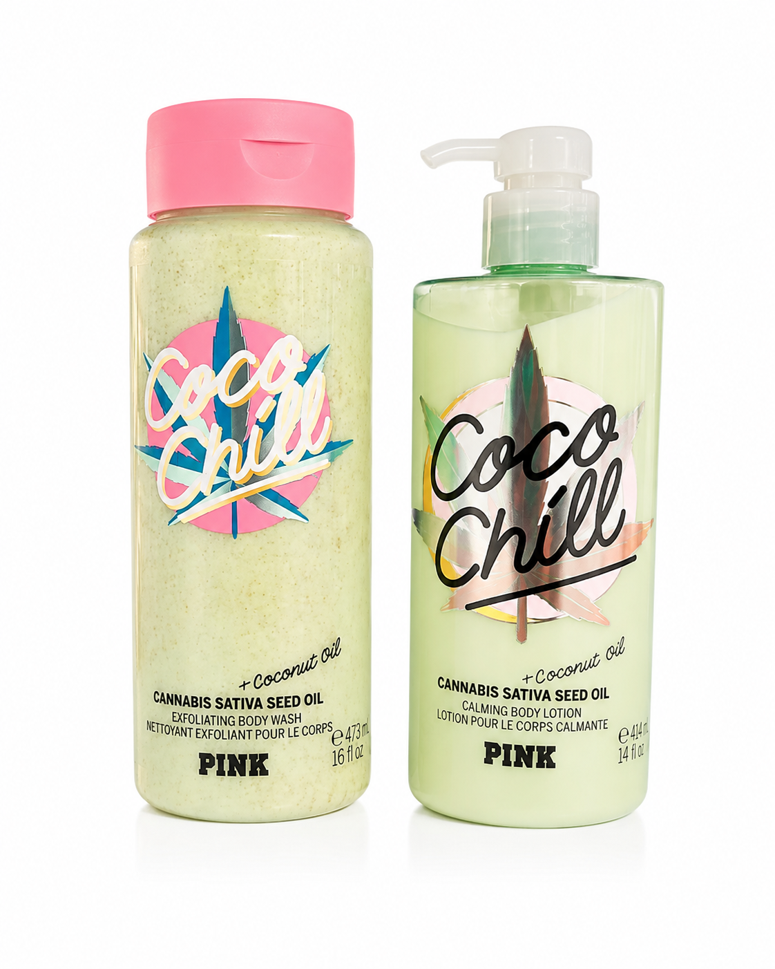 Victoria’s Secret PINK Coco Chill Body Care Set – Exfoliating Body Wash & Calming Body Lotion, 16 fl oz + 14 fl oz
