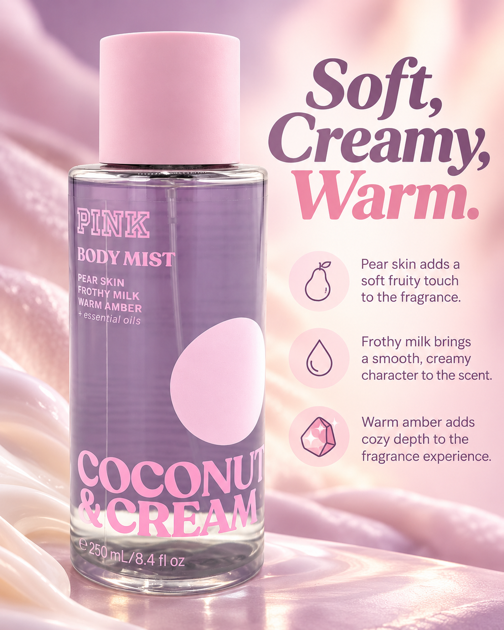Victoria's Secret PINK Coconut & Cream Body Mist, 8.4 fl oz