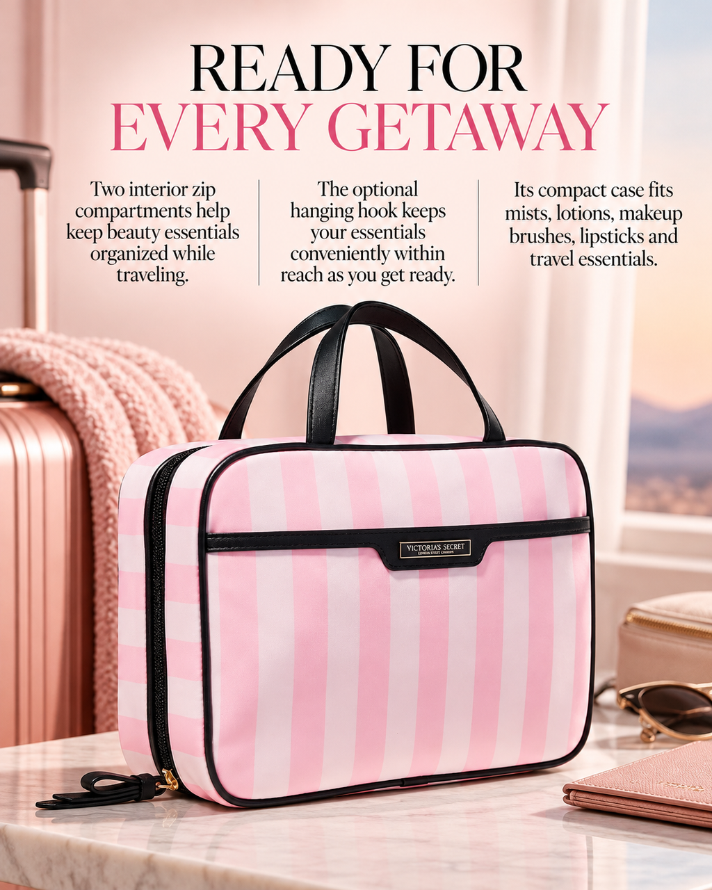 Victoria's Secret Jetsetter Hanging Cosmetic Case, Pink