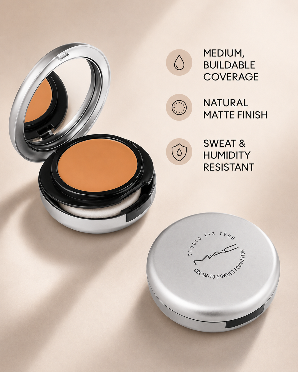 MAC Studio Fix Tech Cream-To-Powder Foundation NC37, 0.35 oz / 10 g