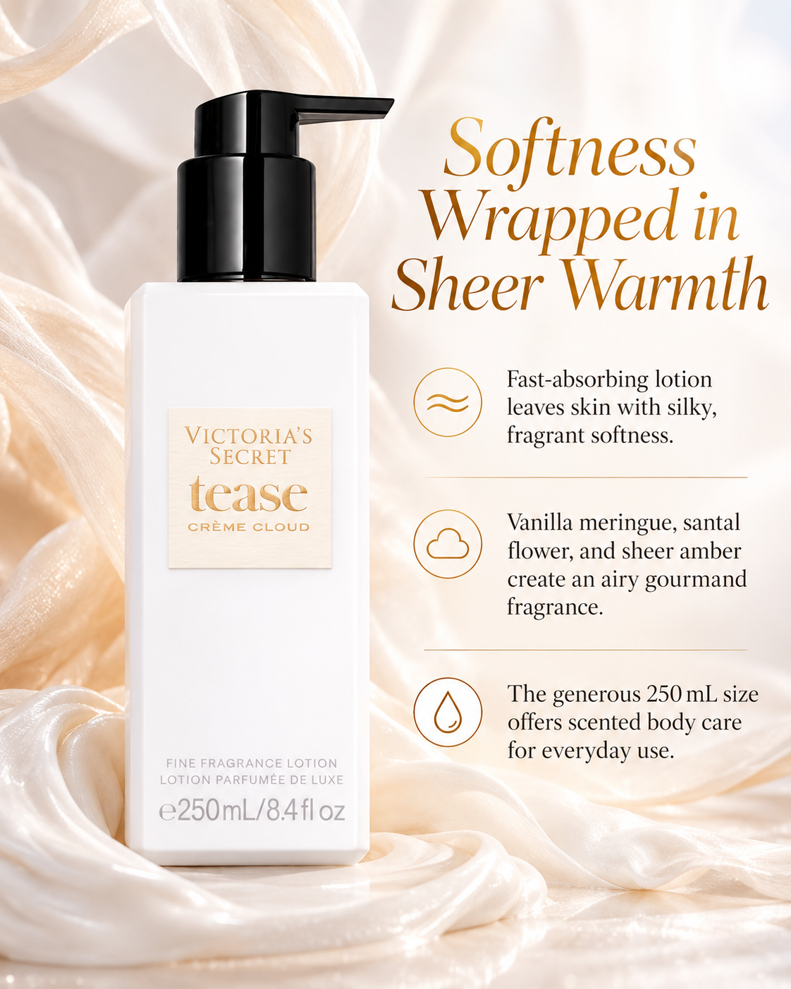 Victoria's Secret Fine Fragrance Lotion, Tease Crème Cloud - 8.4 fl oz