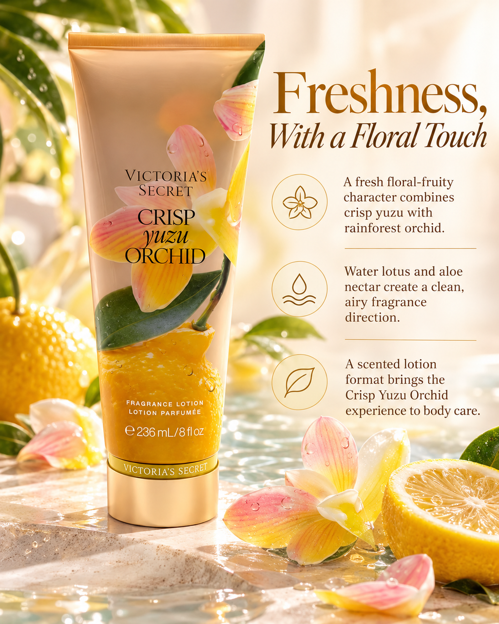 Victoria’s Secret Crisp Yuzu Orchid Fragrance Lotion 8 fl oz