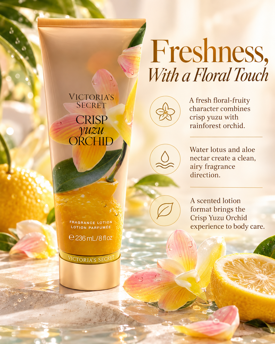 Victoria’s Secret Crisp Yuzu Orchid Fragrance Lotion 8 fl oz