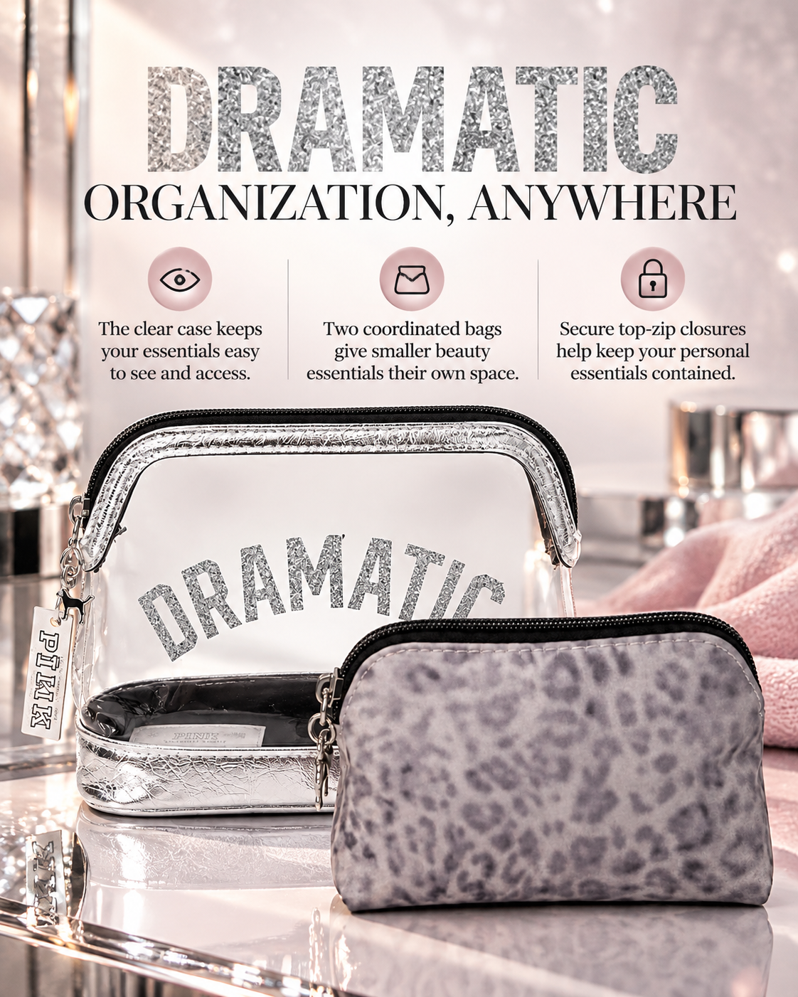Victoria’s Secret PINK Dramatic 2-Pc Makeup Bag Set