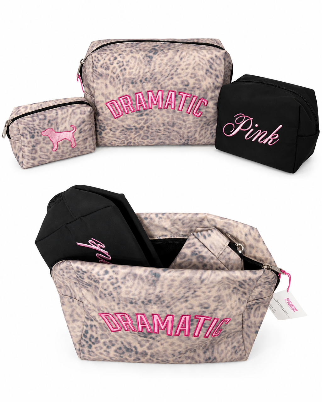 Victoria’s Secret PINK Makeup Bag Trio, Leo Haze, 3-Piece Set