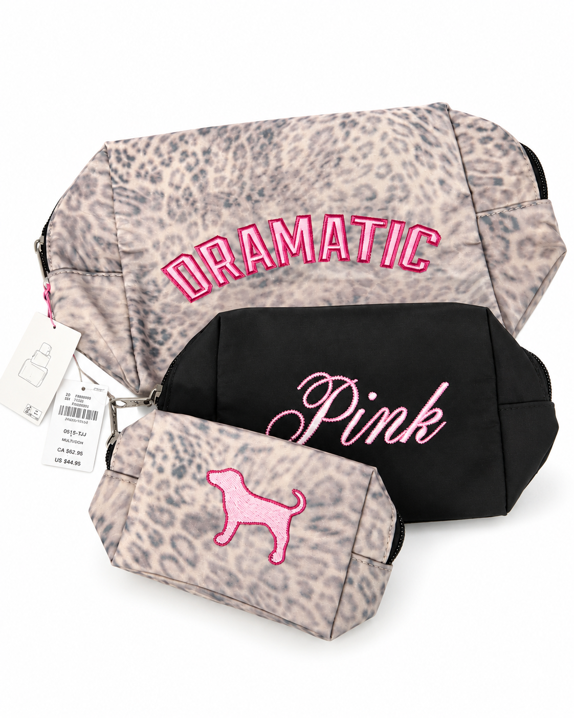 Victoria’s Secret PINK Makeup Bag Trio, Leo Haze, 3-Piece Set