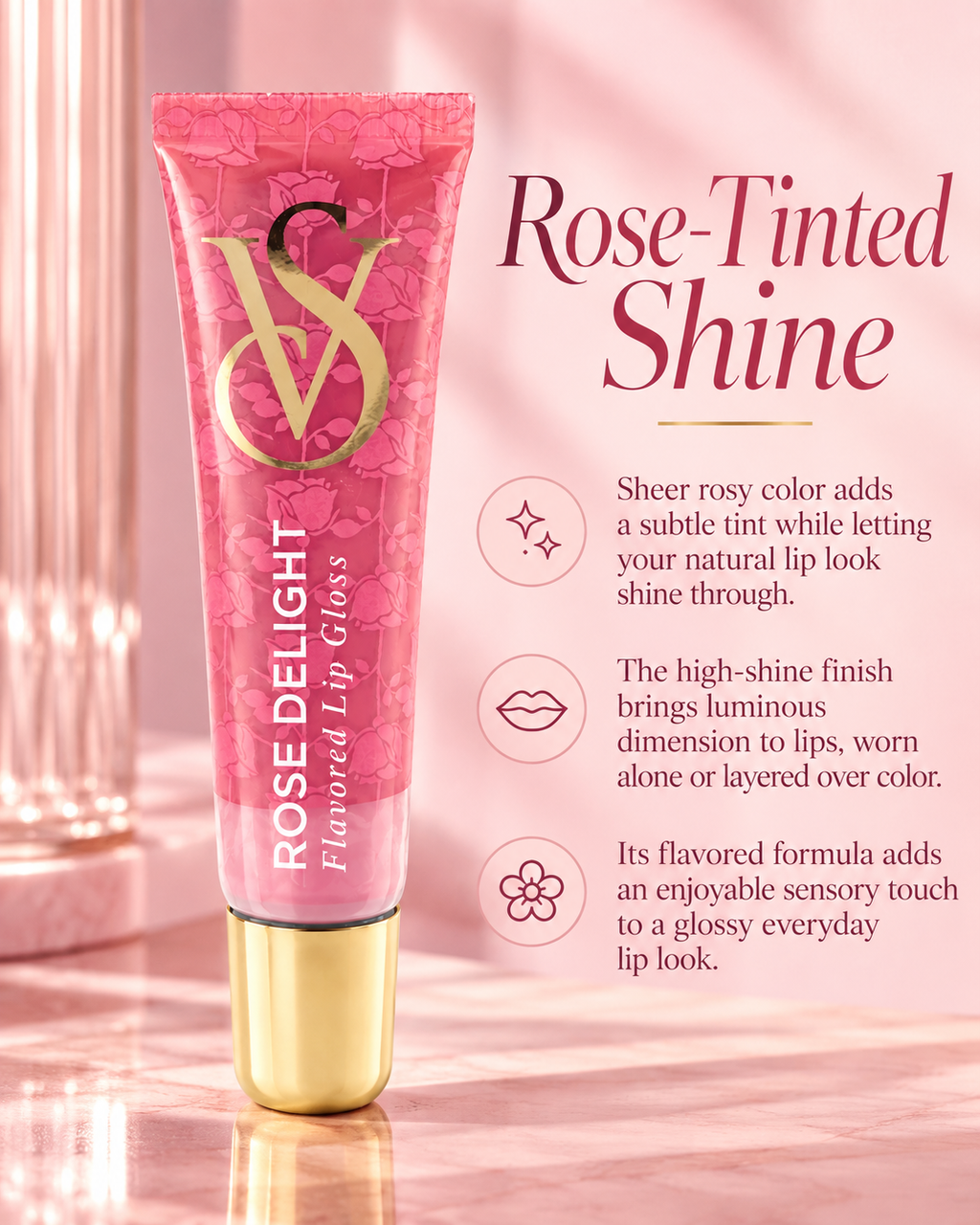 Victoria's Secret Flavored Lip Gloss Rose Delight 0.46 Oz