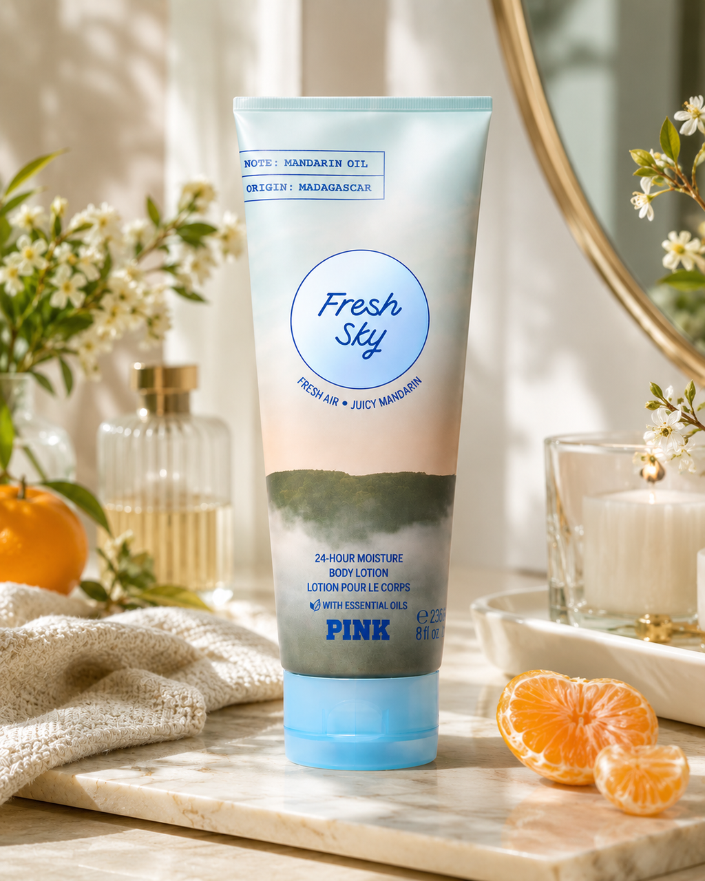 Victoria’s Secret PINK Fresh Sky 24-Hour Moisture Body Lotion, 8 fl oz