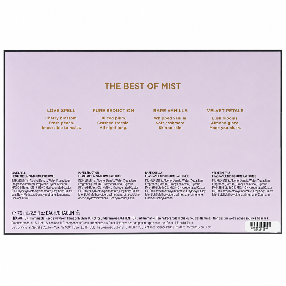 Victoria’s Secret The Best of Mist Gift Set, 4-Piece Fragrance Mist Set, 4 x 75 ml / 2.5 fl oz