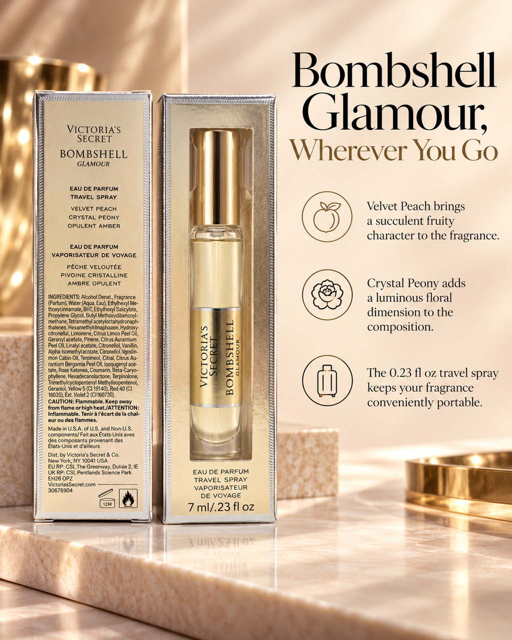 Victoria’s Secret Bombshell Glamour Eau de Parfum Travel Spray, 0.23 oz