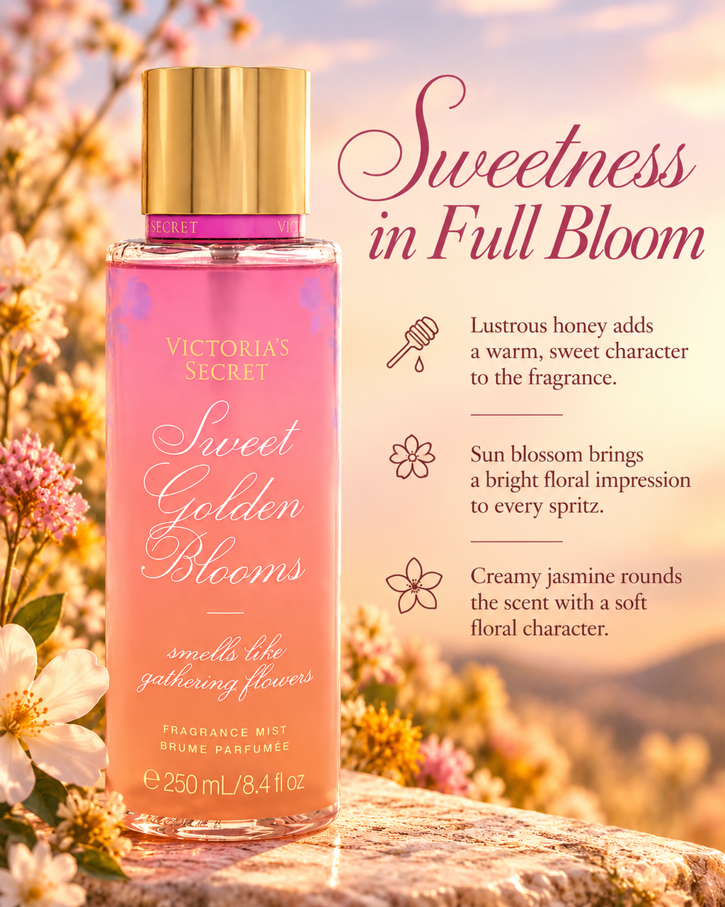 Victoria's Secret Sweet Golden Blooms Fragrance Mist 8.4 fl oz