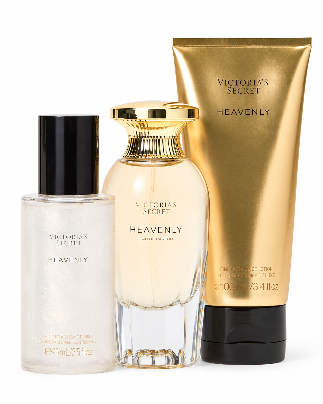 Victoria's Secret Heavenly 3 Piece Luxe Fragrance Gift Set: 1.7 oz. Eau de Parfum, Travel Lotion, & Candle