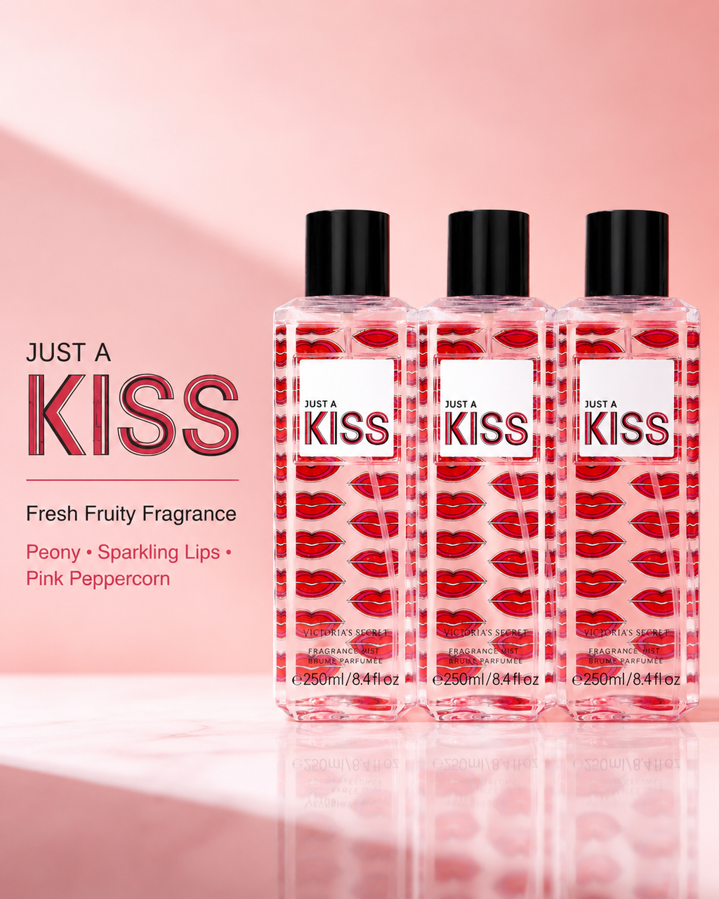 Victoria's Secret Just A Kiss Fragrance Mist, 3-Pack, 8.4 fl oz Each