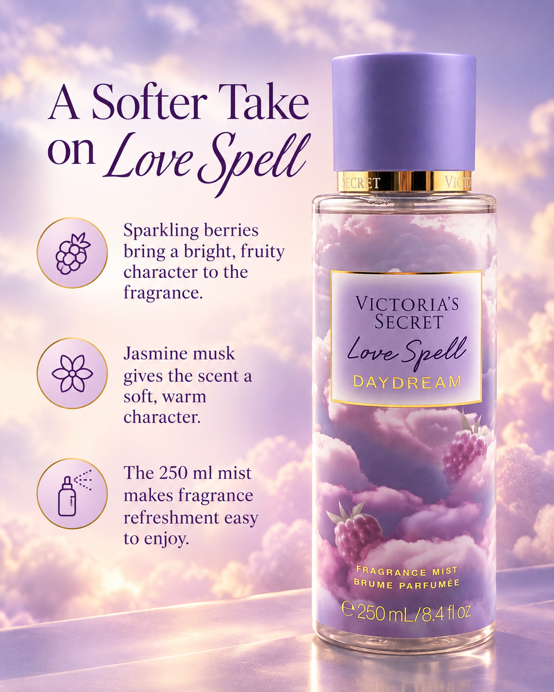 Victoria's Secret Love Spell Daydream Fragrance Mist 8.4 oz