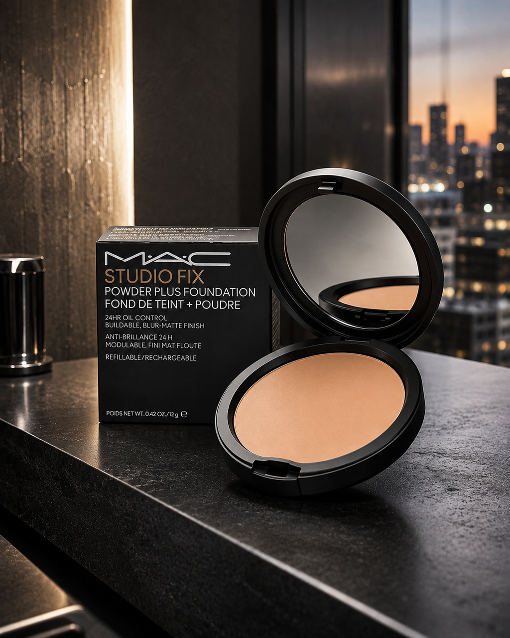 MAC Studio Fix Powder Plus Foundation – 24HR Oil Control, Blur-Matte Finish, 0.42 oz