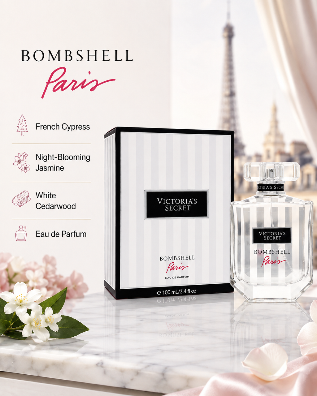 Victoria’s Secret Bombshell Paris Eau de Parfum, 3.4 fl oz