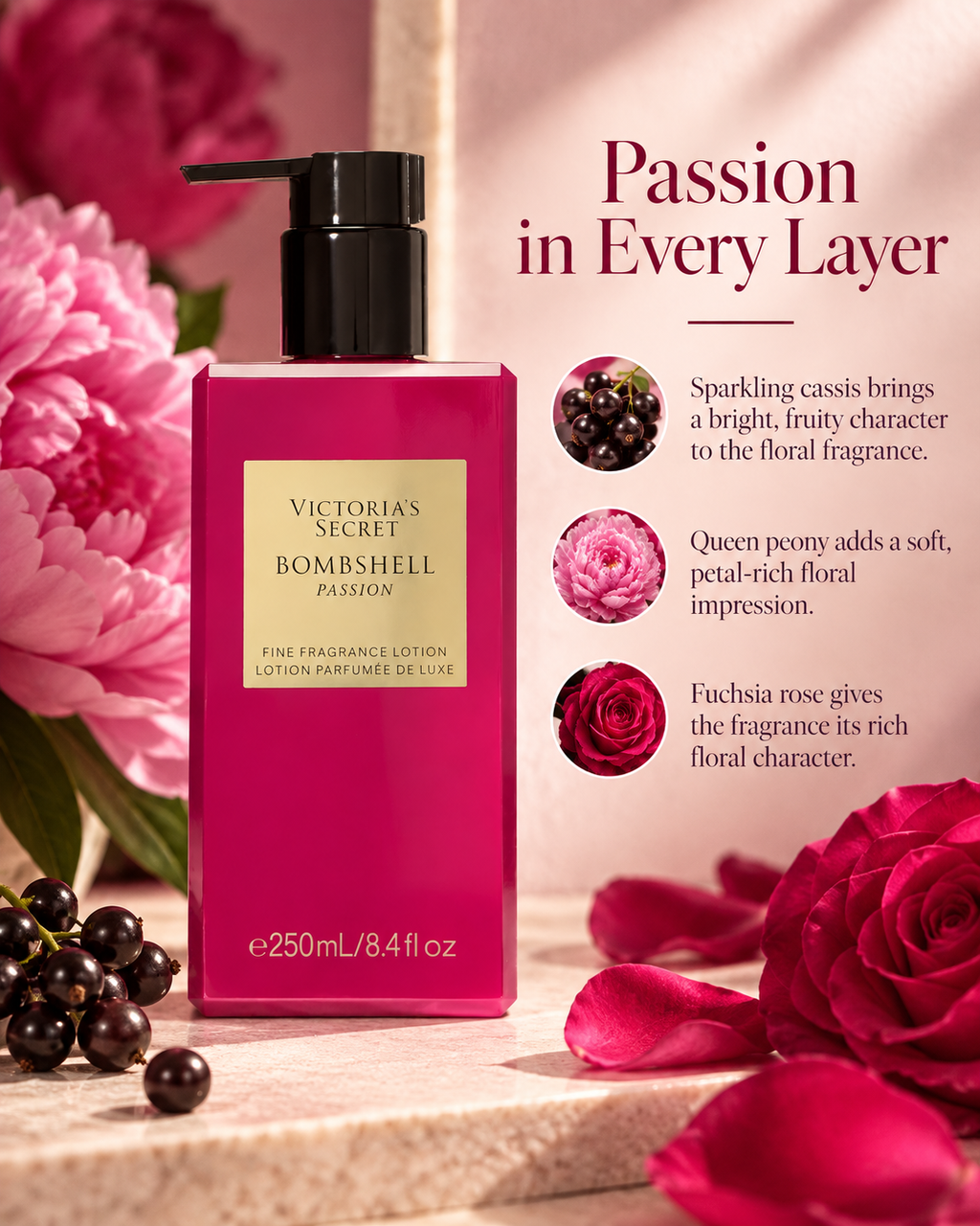 Victoria’s Secret Bombshell Passion Fine Fragrance Lotion 8.4 fl oz