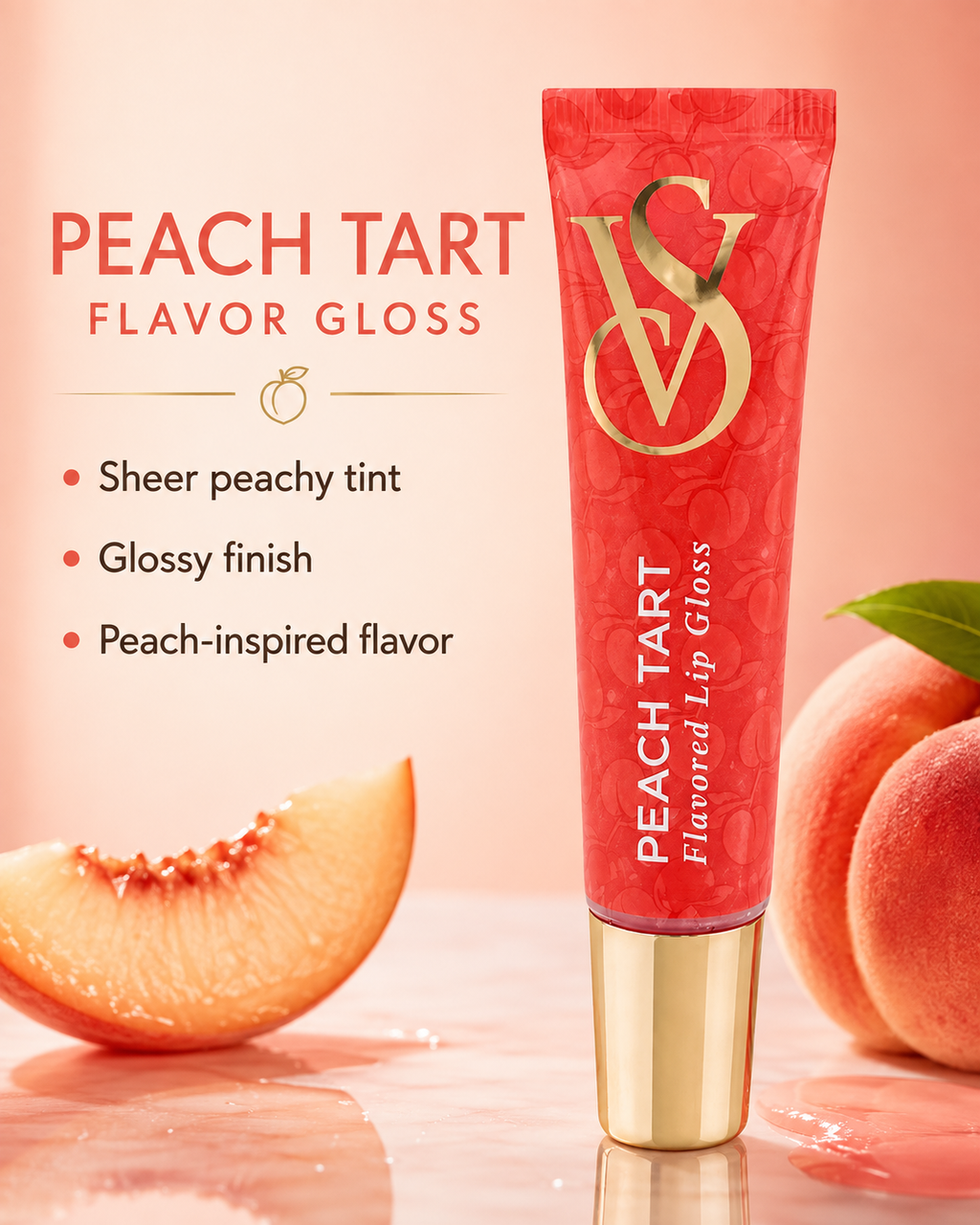Victoria's Secret Peach Tart Flavor Gloss Lip Gloss, 0.46 oz.