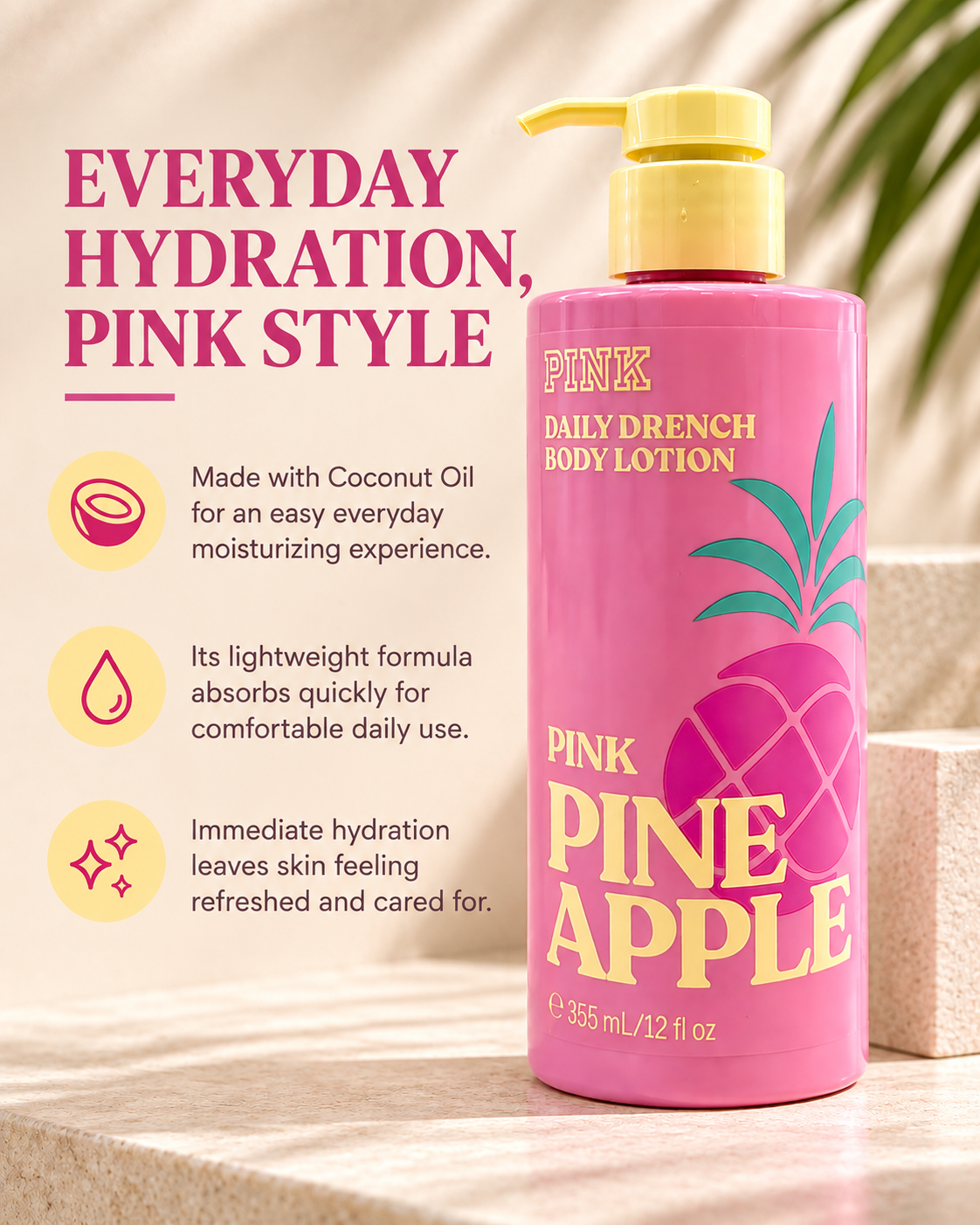 PINK by Victoria’s Secret Pink Pineapple Daily Drench Body Lotion, 12 fl oz