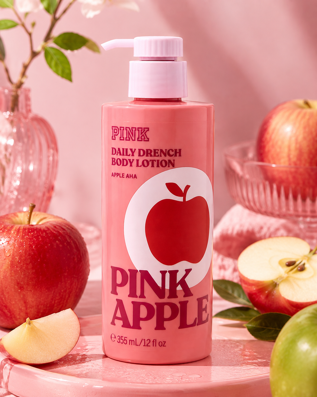 Victoria’s Secret PINK Apple Daily Drench Body Lotion with Apple AHA, 12 fl oz