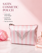 Victoria’s Secret PINK Iconic Stripe Shine Fashion Show Satin Cosmetic Pouch