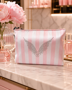 Victoria’s Secret PINK Iconic Stripe Shine Fashion Show Satin Cosmetic Pouch