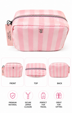 Victoria’s Secret Pink Stripe Travel Makeup Pouch Cosmetic Bag, NWT
