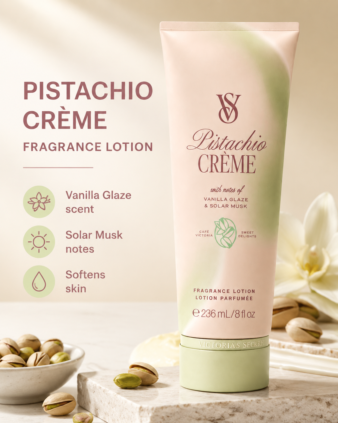Victoria’s Secret Pistachio Crème Fragrance Lotion 8 oz