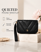 Victoria’s Secret Phone Wristlet Black Quilted Clutch Wallet with Removable Strap