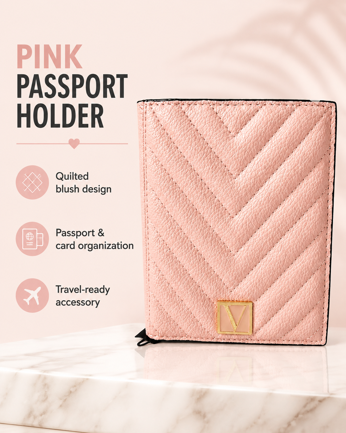 Victoria’s Secret PINK Blush Quilted Passport Holder Travel Case