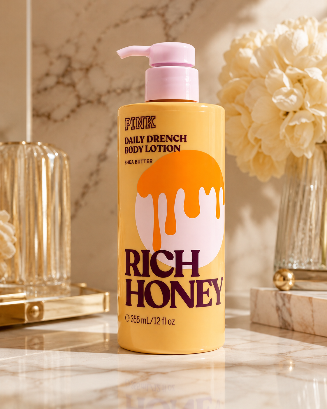 PINK Rich Honey Daily Drench Body Lotion with Shea Butter, 12 fl oz