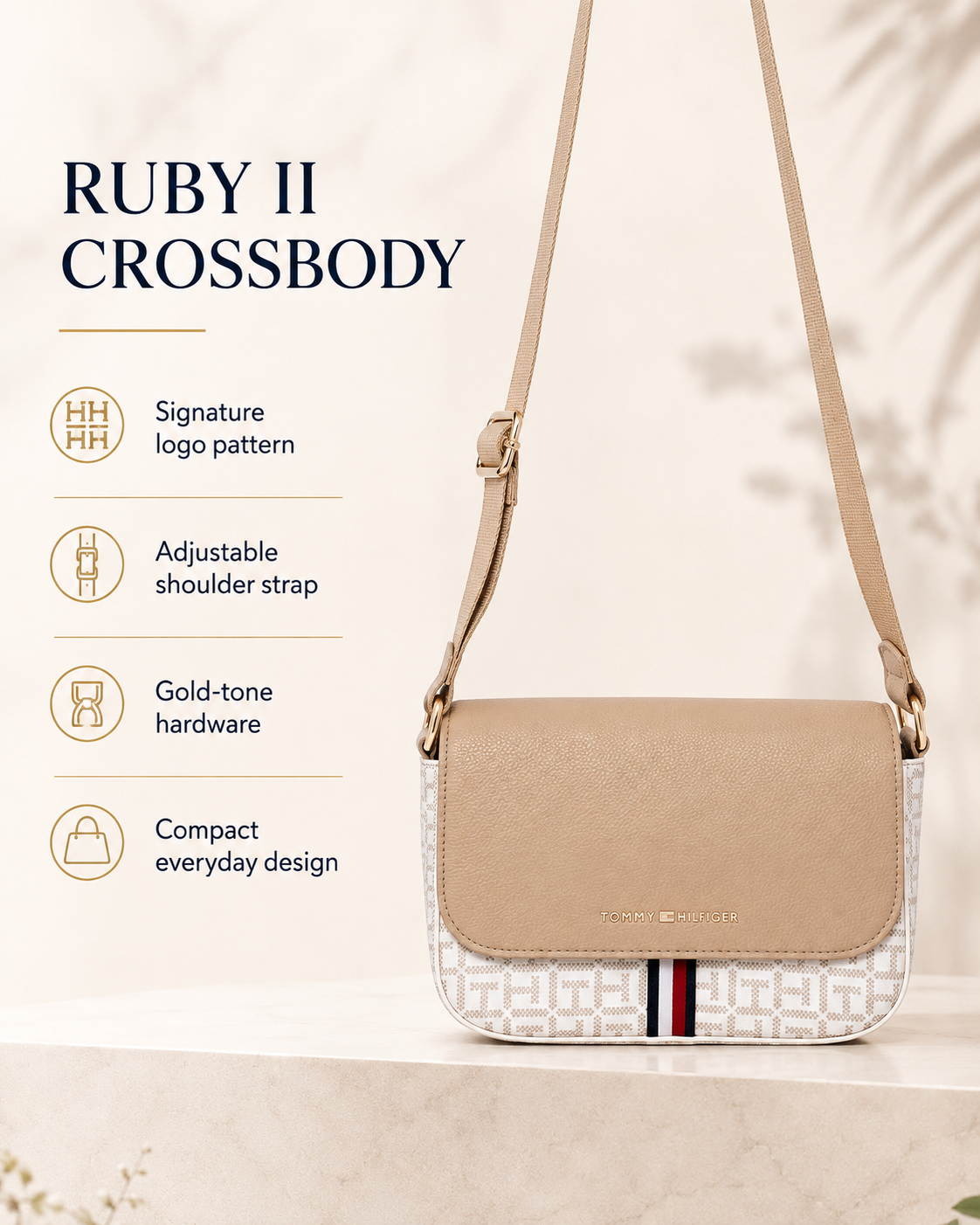 Tommy Hilfiger Ruby II White Logo Crossbody Bag