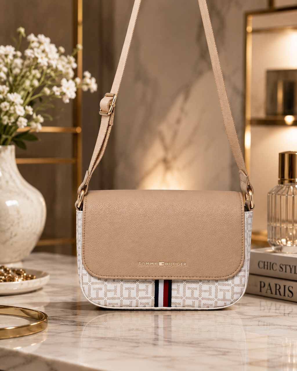 Tommy Hilfiger Ruby II White Logo Crossbody Bag