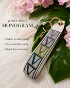 Victoria’s Secret White Shine Monogram Wristlet Strap Keychain