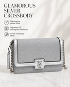 Victoria’s Secret Silver Glitter Crossbody Bag with Chain Strap