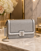 Victoria’s Secret Silver Glitter Crossbody Bag with Chain Strap