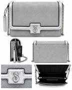 Victoria’s Secret Silver Glitter Crossbody Bag with Chain Strap
