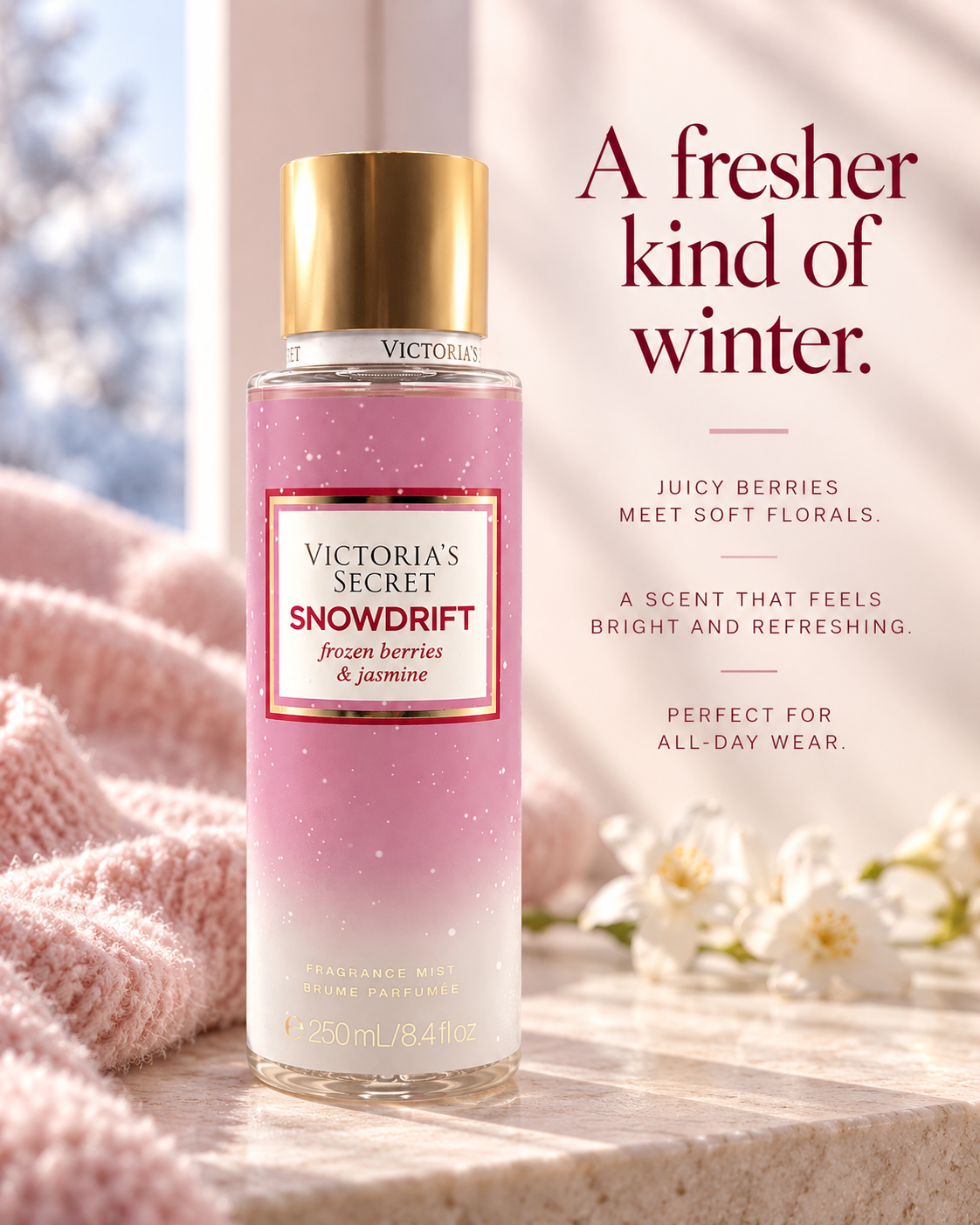 Victoria’s Secret Snowdrift Fragrance Mist – Frozen Berries & Jasmine, 8.4 fl oz