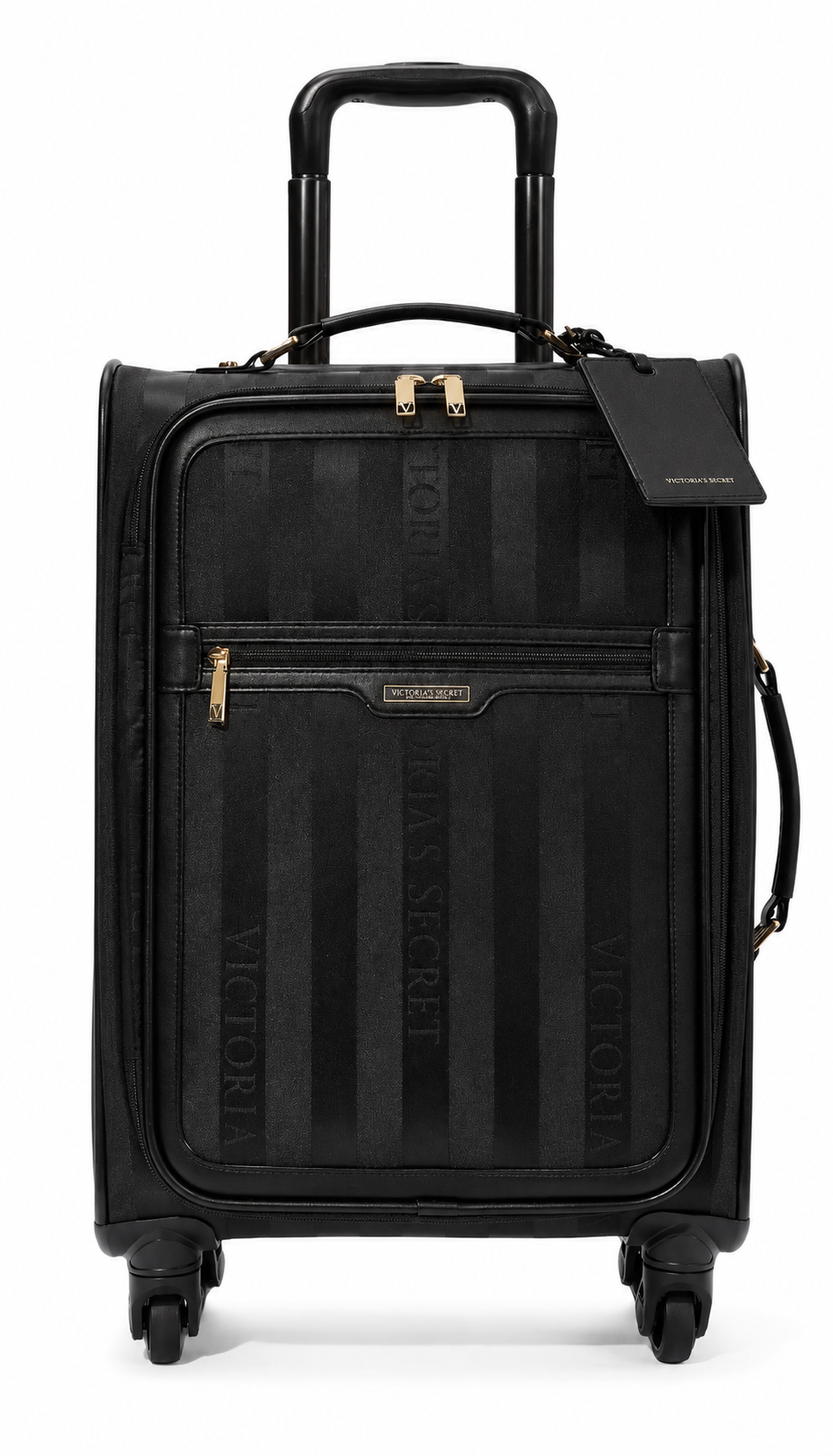 Victoria’s Secret The 72-Hour Carry-On Rolling Suitcase, Black Logo Jacquard Stripe