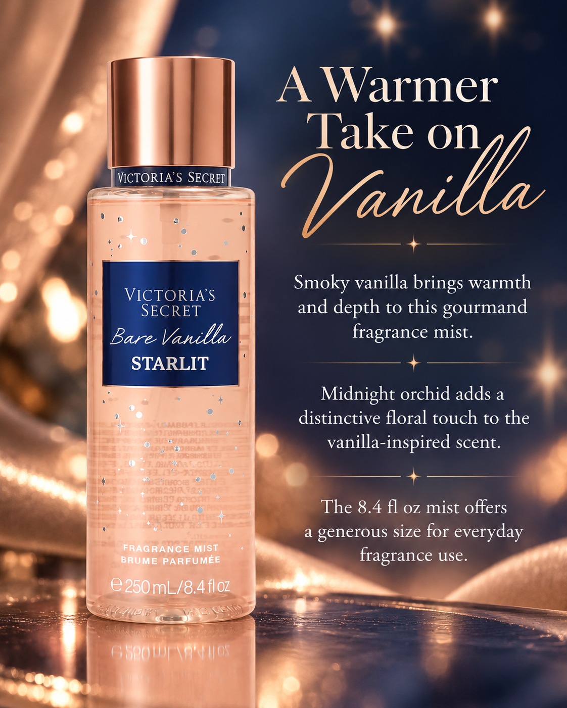 Victoria's Secret Bare Vanilla Starlit Fragrance Mist 8.4 oz