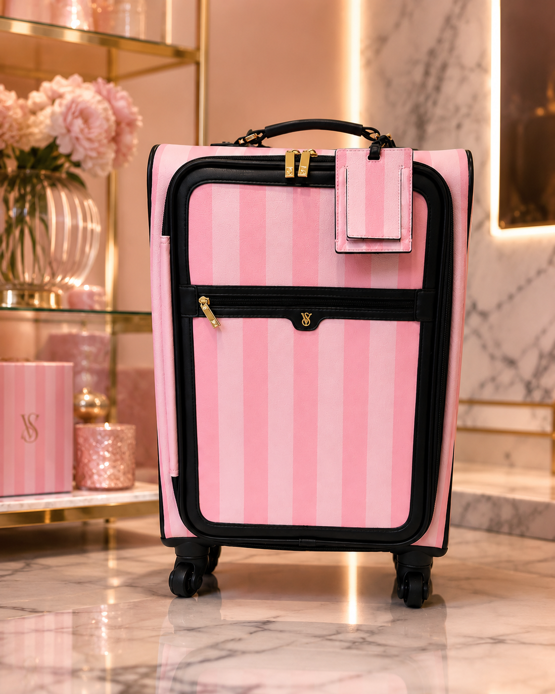 Victoria’s Secret PINK Stripe 22-Inch Spinner Carry-On Luggage