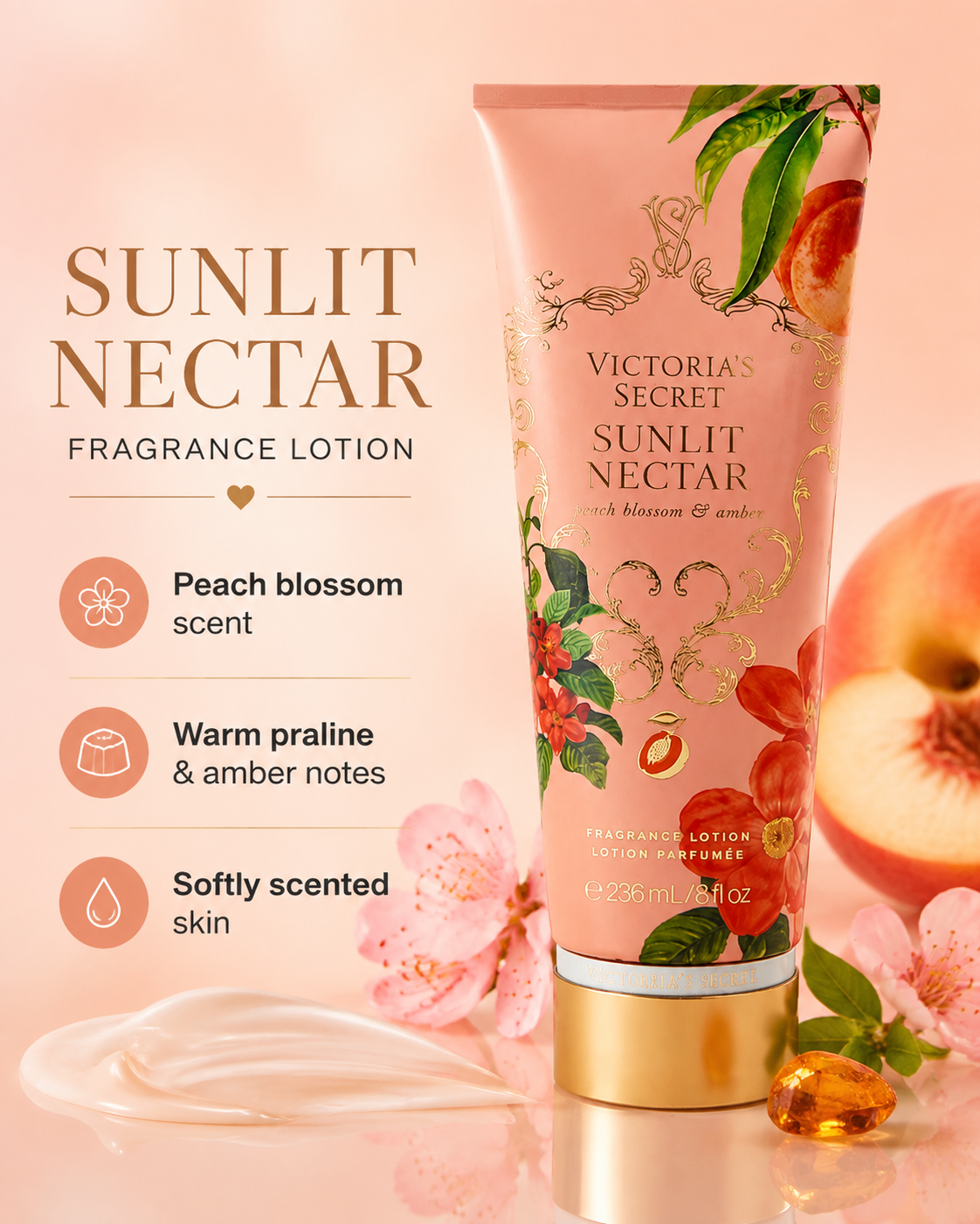 Victoria’s Secret Sunlit Nectar Fragrance Lotion for Women 8 fl oz