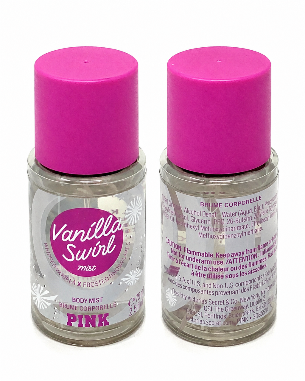 Victoria's Secret PINK Vanilla Swirl Body Mist, Whipped Vanilla & Frosted Snowflakes, 2.5 fl oz