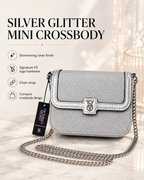 Victoria’s Secret Silver Glitter Mini Crossbody Bag with Chain Strap