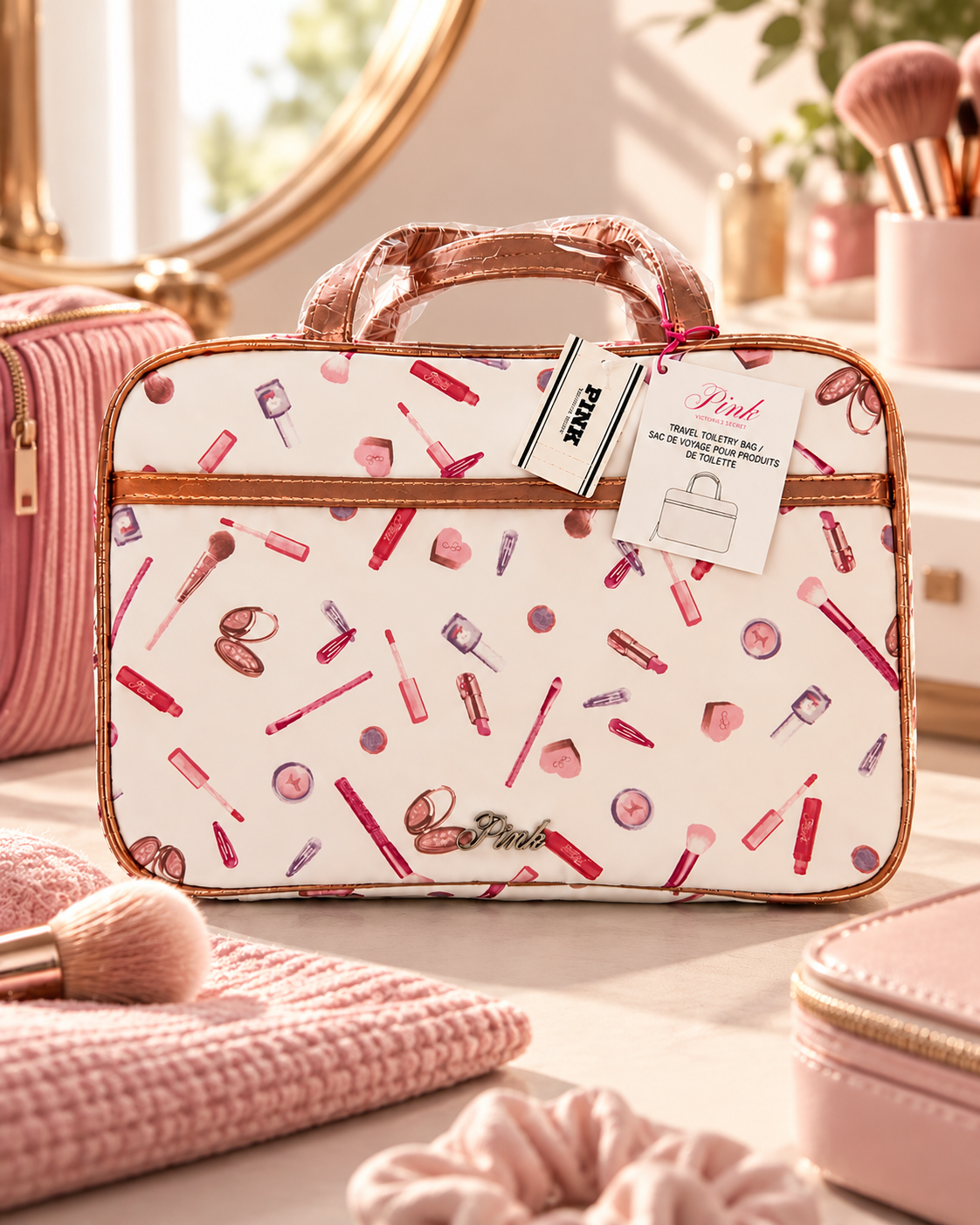 PINK Victoria’s Secret Travel Toiletry Bag, Cosmetic Print