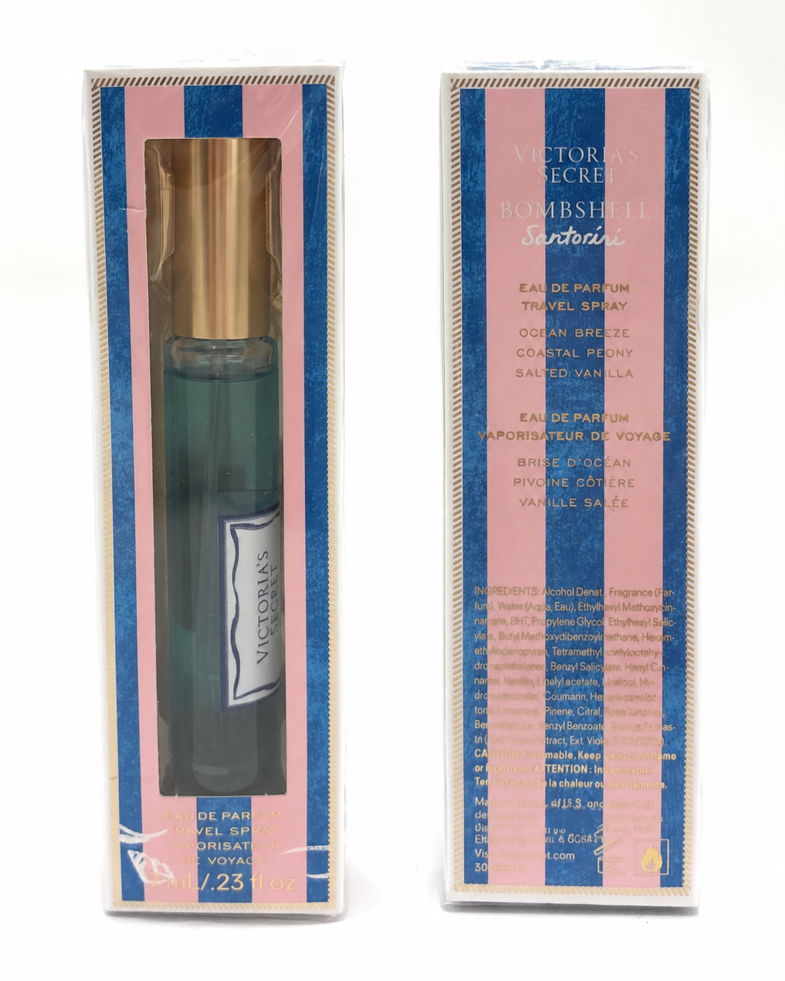 Victoria's Secret Bombshell Santorini Eau de Parfum Travel Spray, Fresh Vanilla, 0.23 fl oz